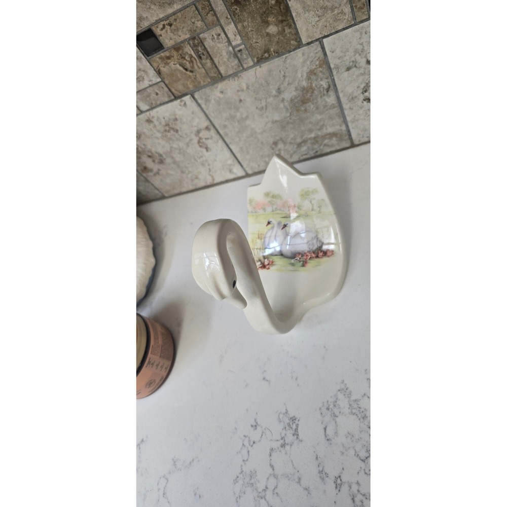 Vintage Ceramic Swan Napkin Cottagecore Goose Pond Decor Napkin Holder